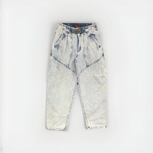 Maneuvers Vtg Acid Wash Denim Jeans, Size 14R, 1980s 80s‎ Retro Pleated Baggy